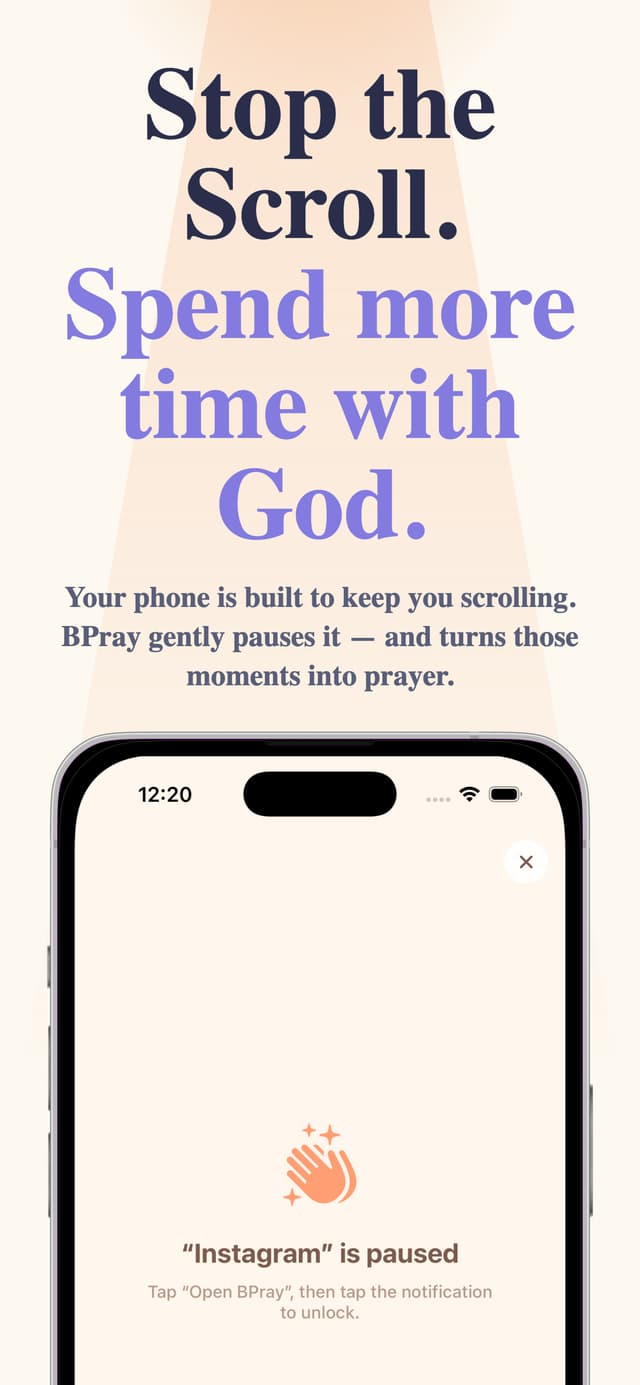 Stop the scroll — BPray pauses Instagram until you pray