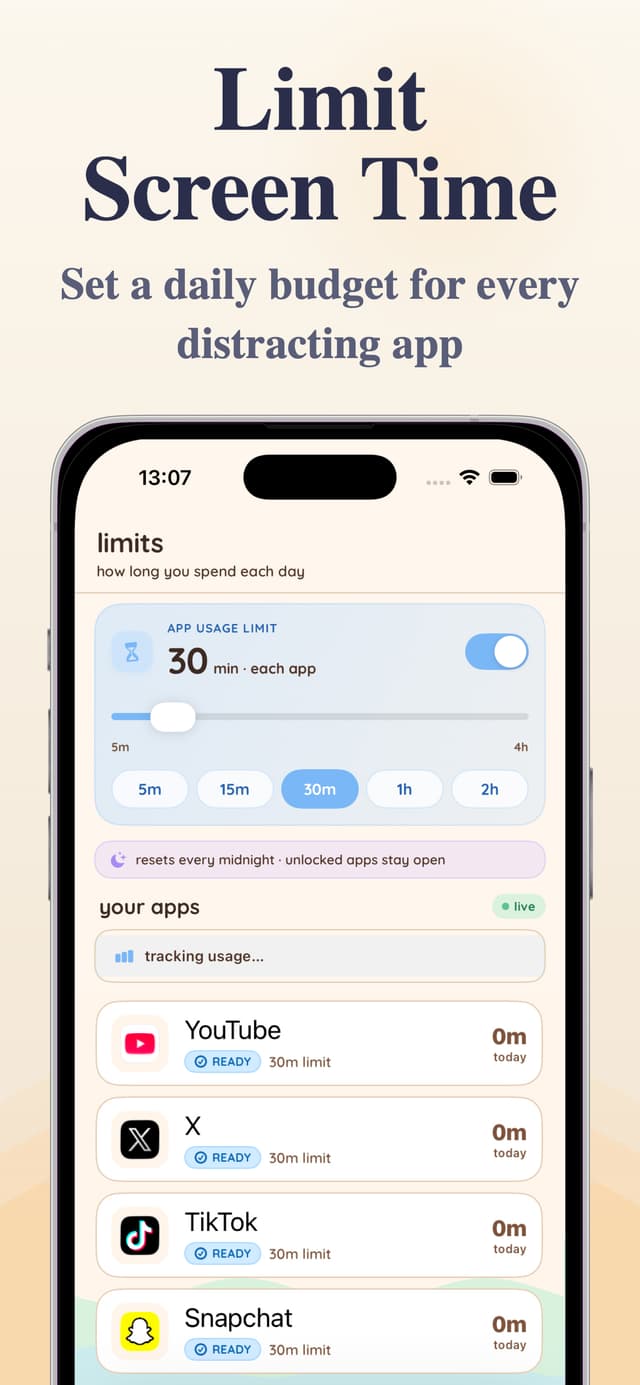 Limit screen time with a daily app budget